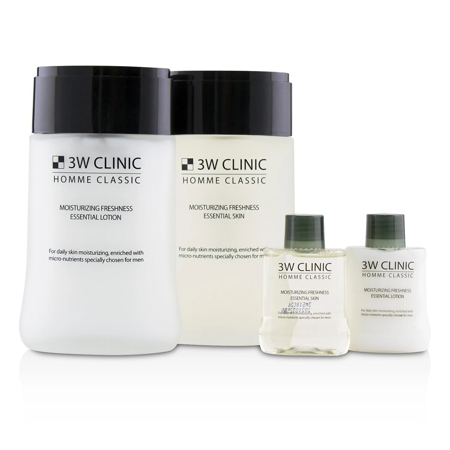 3W Clinic Homme Classic - Moisturizing Freshness Essential Skin Care Set: Essential Skin 150ml+30ml + Essential Lotion 150ml+30ml 4pcs 4 3W Clinic Homme Classic - Moisturizing Freshness Essential Skin Care Set: Essential Skin 150ml+30ml + Essential Lotion 150ml+30ml 4pcs - Image 2