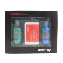 Anthony Body Basics Kit: Invigorating Rush Hair+Body Wash 100ml + Exfoliating + Cleansing Bar 198g + Blue Sea Kelp Body Scrub 100ml 3pcs