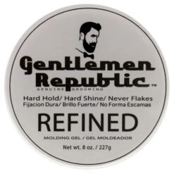 Gentlemen Republic Refined Gel - Hard Hold And Hard Shine By Gentlemen Republic For Men - 8 Oz Gel